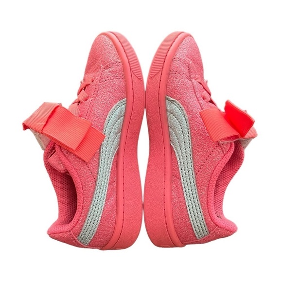 Puma Pink Silver Sparkle Bow Vikky V2 Ribbon Glitz Size 10.5 C Toddler Girl’s - Picture 6 of 9